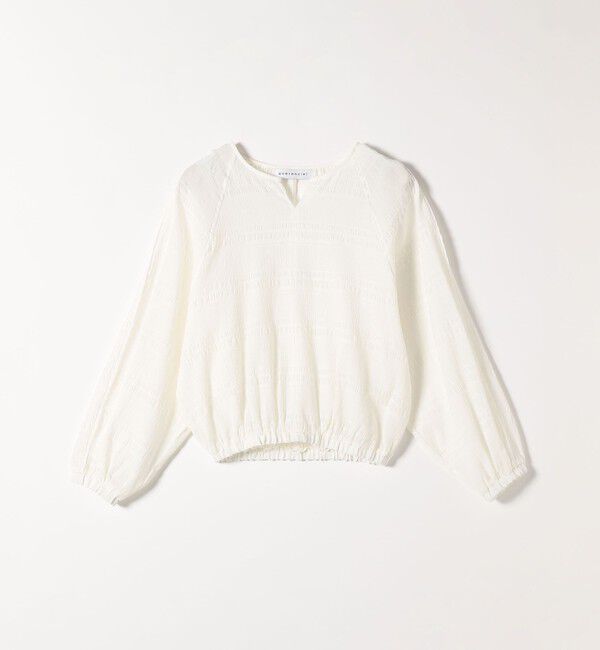 quaranciel「quaranciel:〈洗濯機可能〉シャーリング ボーダー スキッパー ブラウス」|シャツ・ブラウス|