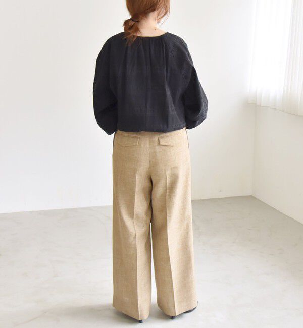 quaranciel「quaranciel:〈洗濯機可能〉シャーリング ボーダー スキッパー ブラウス」|シャツ・ブラウス|