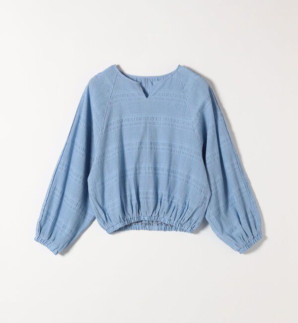quaranciel「quaranciel:〈洗濯機可能〉シャーリング ボーダー スキッパー ブラウス」|シャツ・ブラウス|