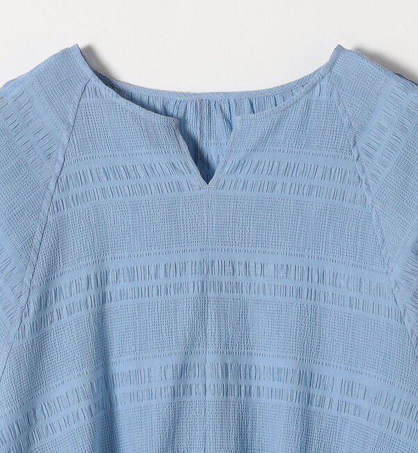 quaranciel「quaranciel:〈洗濯機可能〉シャーリング ボーダー スキッパー ブラウス」|シャツ・ブラウス|