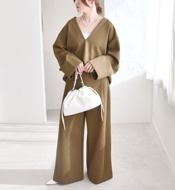 quaranciel「quaranciel:〈洗濯機可能〉ダンボール コクーン Vネック プルオーバー」|Tシャツ・カットソー|