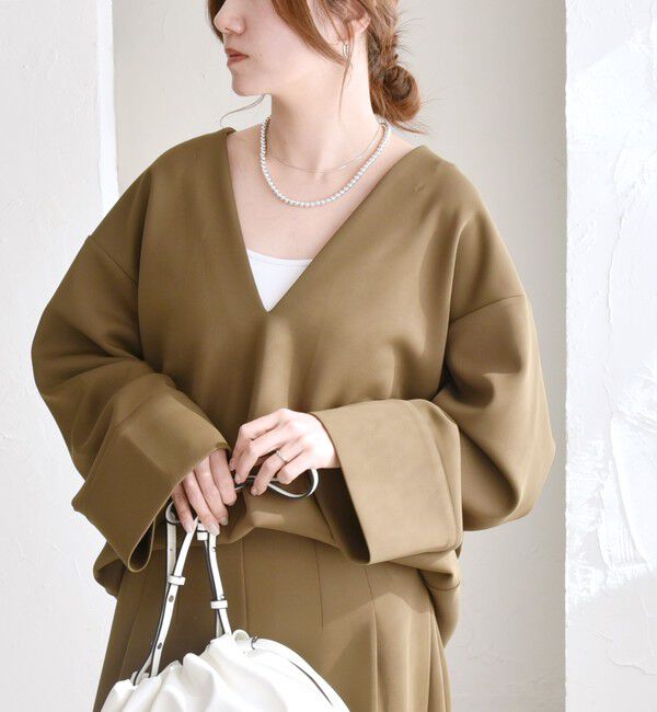 quaranciel「quaranciel:〈洗濯機可能〉ダンボール コクーン Vネック プルオーバー」|Tシャツ・カットソー|