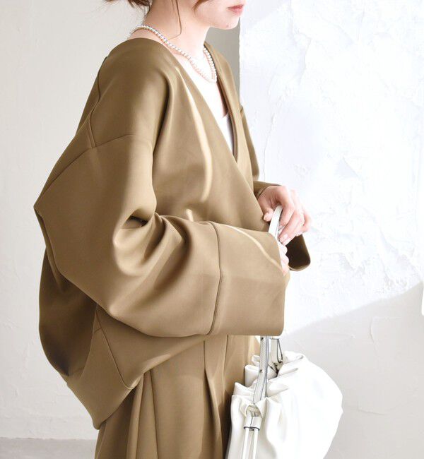 quaranciel「quaranciel:〈洗濯機可能〉ダンボール コクーン Vネック プルオーバー」|Tシャツ・カットソー|