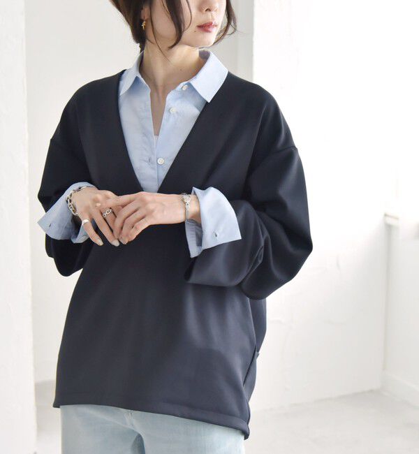 quaranciel「quaranciel:〈洗濯機可能〉ダンボール コクーン Vネック プルオーバー」|Tシャツ・カットソー|