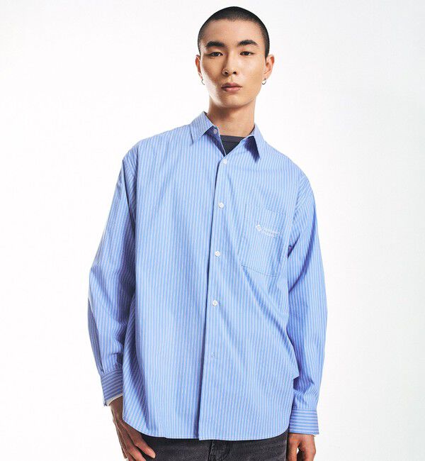 SHIPS「City Ambient Products: レギュラーカラー ブロード オーバー シャツ (長袖)」|シャツ・ブラウス|サックスブルー