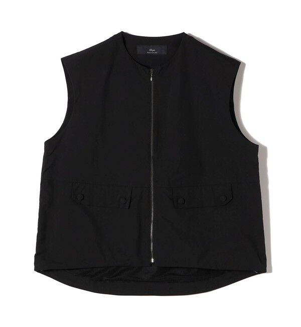 SHIPS for women「SHIPS Primary Navy Label:タフタ ジップアップ ジレ」|ベスト・ジレ|ブラック