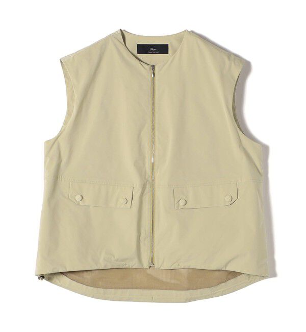 SHIPS for women「SHIPS Primary Navy Label:タフタ ジップアップ ジレ」|ベスト・ジレ|ライム