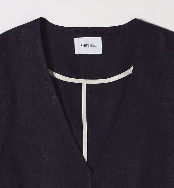 SHIPS any「SHIPS any:〈洗濯機可能〉ヨーロピアンフラックス リネン  Vネック コンパクト ベスト」|ベスト・ジレ|