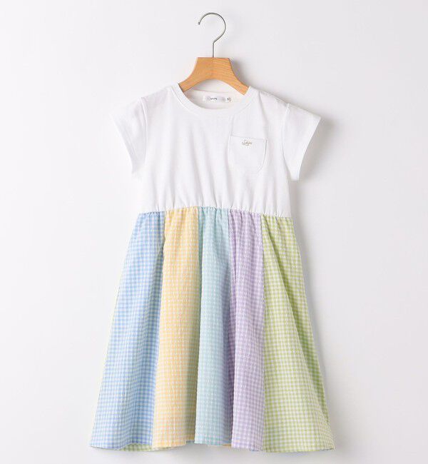 SHIPS KIDS「SHIPS KIDS:140～150cm / パネル 切替 ワンピース」|ワンピース|ホワイト