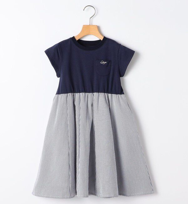 SHIPS KIDS「SHIPS KIDS:140～150cm / パネル 切替 ワンピース」|ワンピース|ネイビー