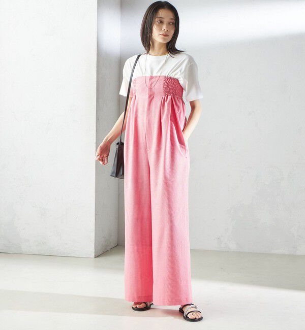 SHIPS for women「【SHIPS別注】APUPIL:〈洗濯機可能〉ギンガム チェック ベアトップ オールインワン」|オールインワン|