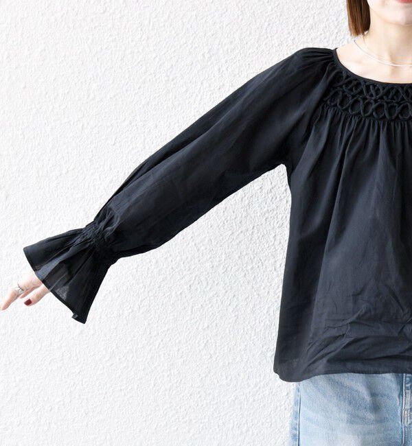 SHIPS any「SHIPS any:〈手洗い可能〉ロープ デザイン ギャザースリーブ フレア ブラウス」|シャツ・ブラウス|