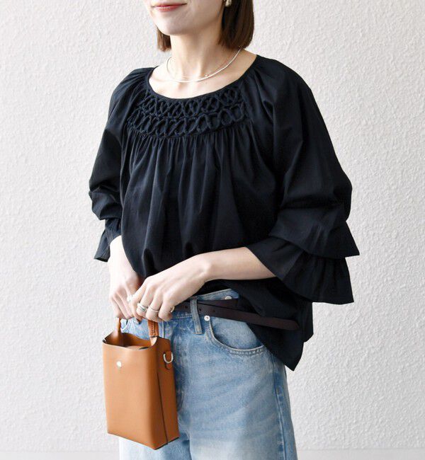 SHIPS any「SHIPS any:〈手洗い可能〉ロープ デザイン ギャザースリーブ フレア ブラウス」|シャツ・ブラウス|