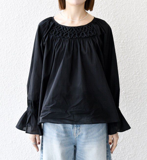 SHIPS any「SHIPS any:〈手洗い可能〉ロープ デザイン ギャザースリーブ フレア ブラウス」|シャツ・ブラウス|