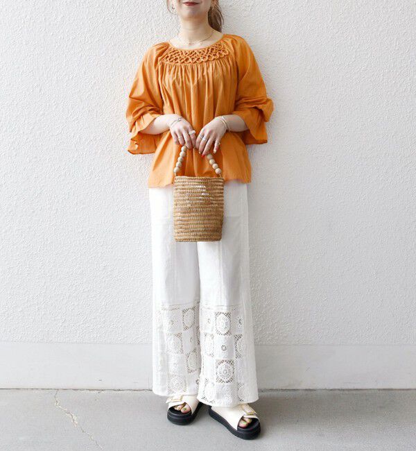 SHIPS any「SHIPS any:〈手洗い可能〉ロープ デザイン ギャザースリーブ フレア ブラウス」|シャツ・ブラウス|