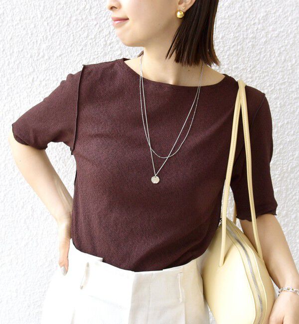 SHIPS for women「〈手洗い可能〉ドライ テレコ ショート スリーブ プルオーバー」|Tシャツ・カットソー|ブラウン