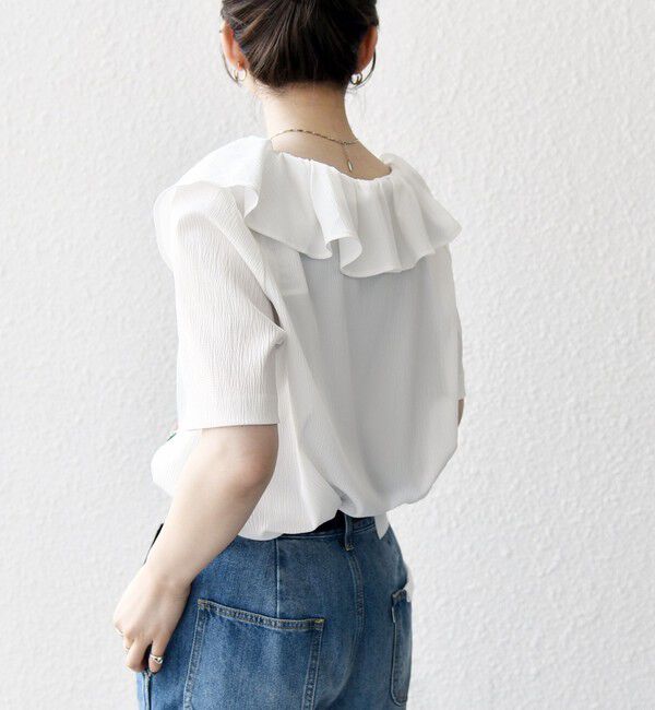 SHIPS any「【WEB限定】SHIPS any:〈洗濯機可能〉ラフ サテン フリルカラー ブラウス 25SS」|シャツ・ブラウス|