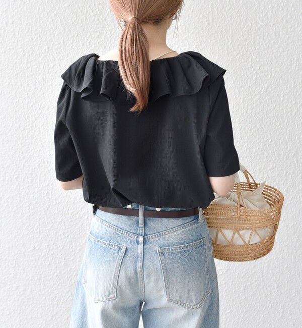 SHIPS any「【WEB限定】SHIPS any:〈洗濯機可能〉ラフ サテン フリルカラー ブラウス 25SS」|シャツ・ブラウス|