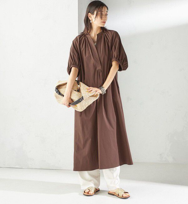 SHIPS for women「〈接触冷感 / 撥水加工〉TEX BRID(R)タフタ ギャザー ワンピース」|ワンピース|