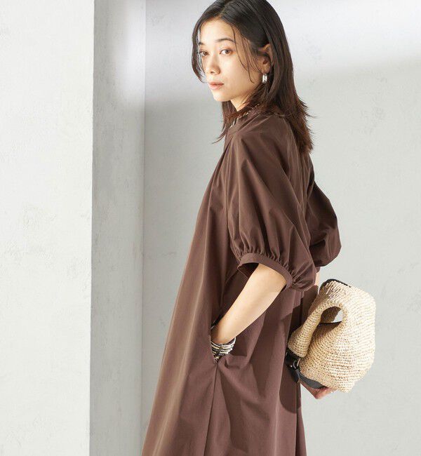 SHIPS for women「〈接触冷感 / 撥水加工〉TEX BRID(R)タフタ ギャザー ワンピース」|ワンピース|