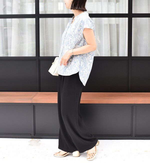 SHIPS for women「〈手洗い可能〉綿 ローン ボタニカル プリント フレンチ スリーブ ブラウス」|シャツ・ブラウス|