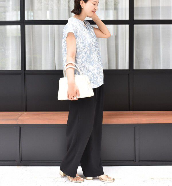 SHIPS for women「〈手洗い可能〉綿 ローン ボタニカル プリント フレンチ スリーブ ブラウス」|シャツ・ブラウス|