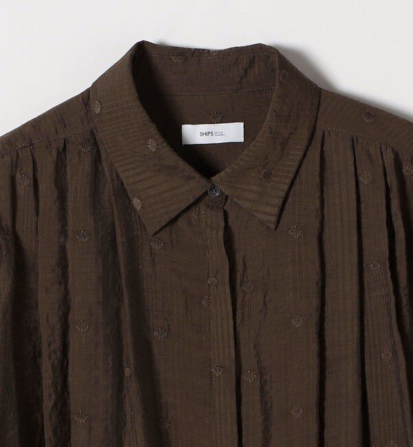 SHIPS any「SHIPS any:〈手洗い可能〉シアー ドット レギュラーカラー ギャザー シャツ」|シャツ・ブラウス|