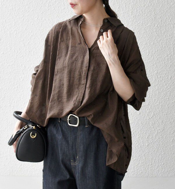 SHIPS any「SHIPS any:〈手洗い可能〉シアー ドット レギュラーカラー ギャザー シャツ」|シャツ・ブラウス|