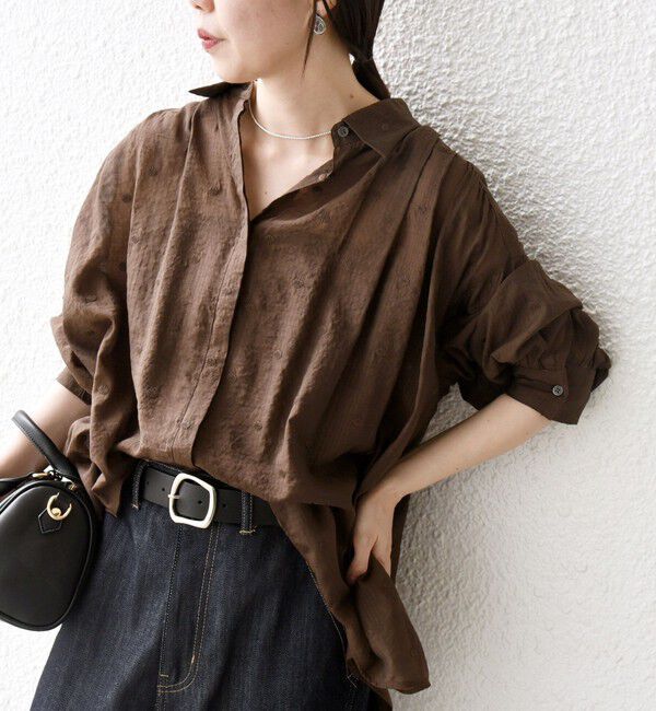 SHIPS any「SHIPS any:〈手洗い可能〉シアー ドット レギュラーカラー ギャザー シャツ」|シャツ・ブラウス|