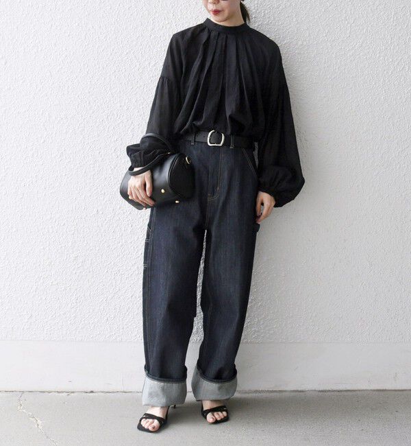 SHIPS any「SHIPS any:〈手洗い可能〉シアー ドット スタンドカラー パフ ギャザー ブラウス」|シャツ・ブラウス|