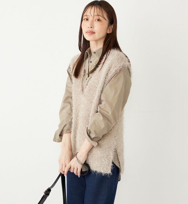 SHIPS Colors 「SHIPS Colors:〈手洗い可能〉フェイク フェザー Vネック ベスト◇」|ベスト・ジレ|