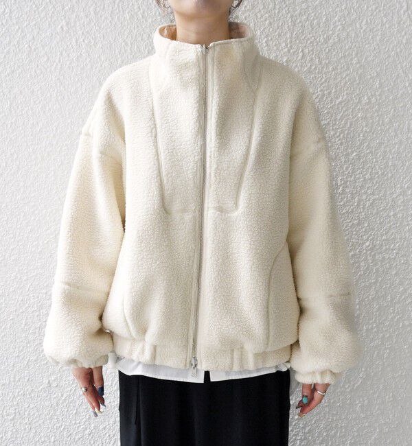 SHIPS any「SHIPS any: ナイロン &times; ボア リバーシブル スタンドカラー ショート ブルゾン」|ブルゾン・スタジャン|