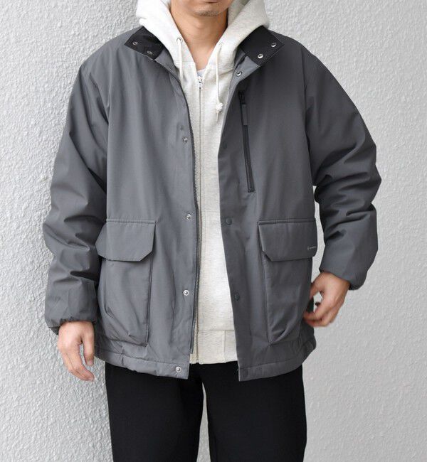 SHIPS any「SHIPS any:〈撥水/防風等〉多機能 中綿 2トーン スタンド ブルゾン 25AW◇」|ダウン|チャコールグレー