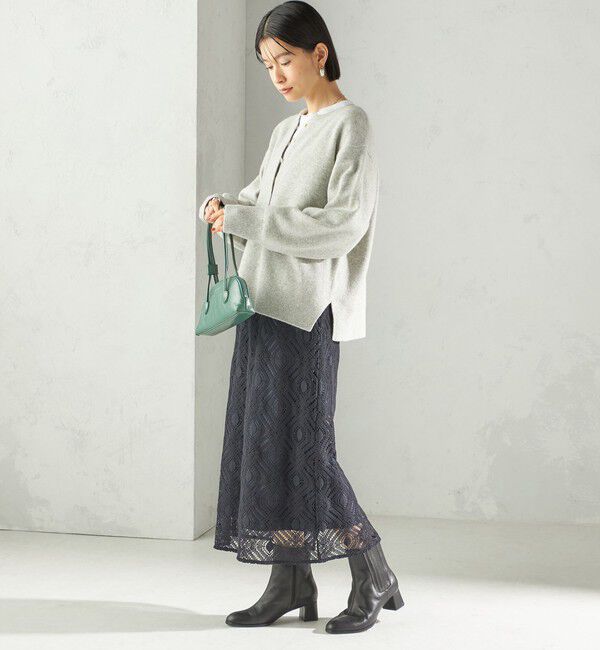 SHIPS for women「〈手洗い可能〉ラッセル レース ウエスト ギャザー タイト スカート」|スカート|