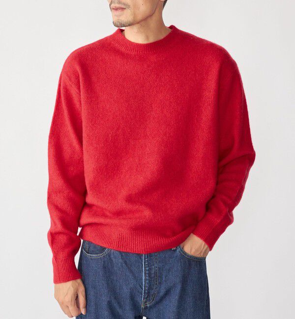 SHIPS「SHIPS: 5ゲージ ヤク ブレンド クルーネック ニット」|ニット・セーター|レッド