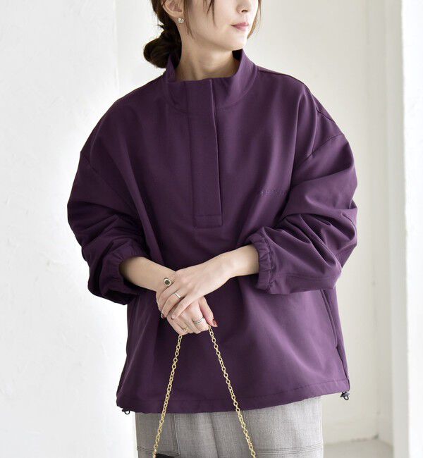 quaranciel「quaranciel:〈洗濯機可能〉ハーフ ジップ ロゴ 刺繍 ドロスト プルオーバー」|プルオーバー|パープル