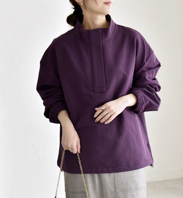 quaranciel「quaranciel:〈洗濯機可能〉ハーフ ジップ ロゴ 刺繍 ドロスト プルオーバー」|プルオーバー|