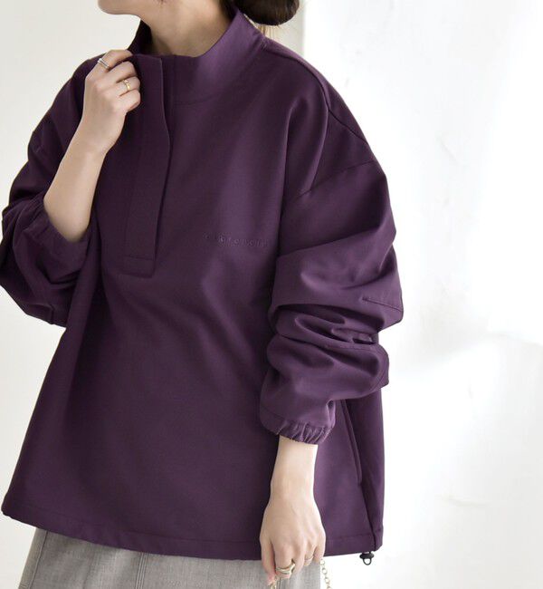 quaranciel「quaranciel:〈洗濯機可能〉ハーフ ジップ ロゴ 刺繍 ドロスト プルオーバー」|プルオーバー|