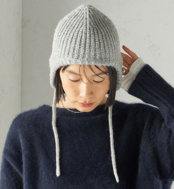 SHIPS for women「perah: ブローチ 付 イヤー フラップ ラメ ニット キャップ」|ニット帽|