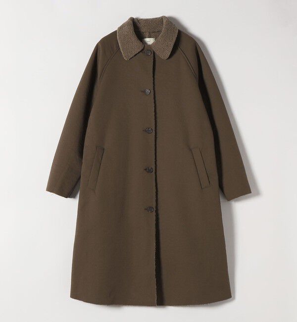 SHIPS any「FLAT YOU: ポリエステル ムートン ボア ロング コート」|ステンカラーコート|