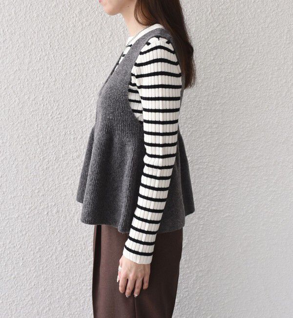 SHIPS Colors 「SHIPS Colors:〈手洗い可能〉ジップ ビスチェ &times; ボーダー ニット セット◇」|ニット・セーター|