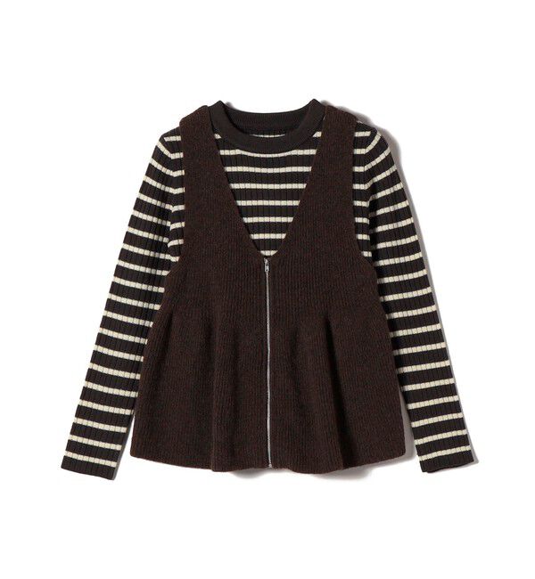 SHIPS Colors 「SHIPS Colors:〈手洗い可能〉ジップ ビスチェ &times; ボーダー ニット セット◇」|ニット・セーター|