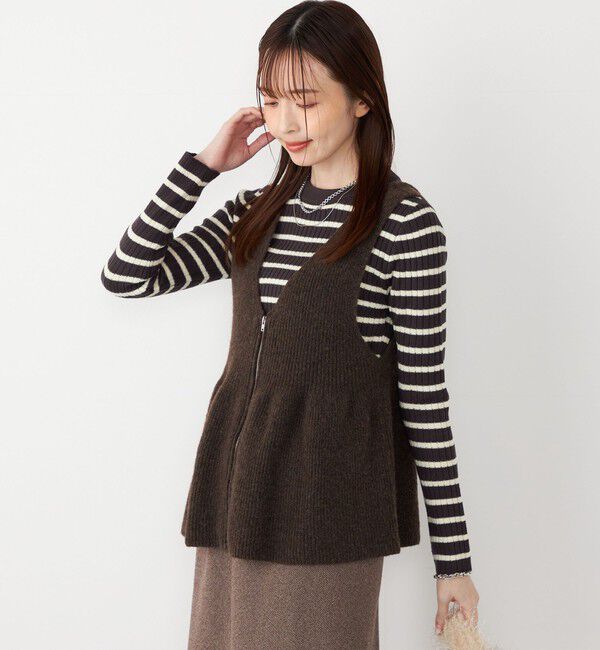 SHIPS Colors 「SHIPS Colors:〈手洗い可能〉ジップ ビスチェ &times; ボーダー ニット セット◇」|ニット・セーター|