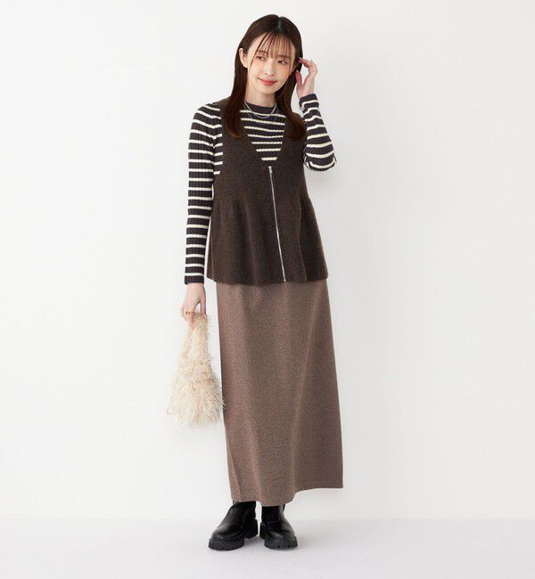 SHIPS Colors 「SHIPS Colors:〈手洗い可能〉ジップ ビスチェ &times; ボーダー ニット セット◇」|ニット・セーター|