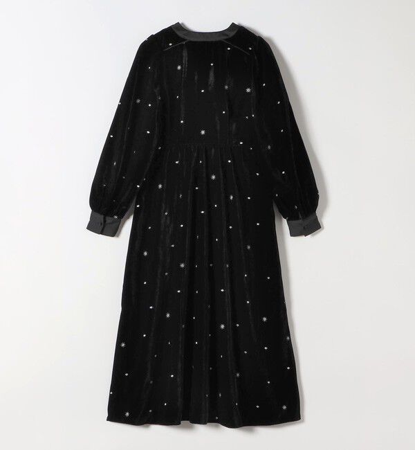 SHIPS any「SHIPS any:〈手洗い可能〉ポリエステル ベロア 刺繍 タック フレア ワンピース」|ワンピース|