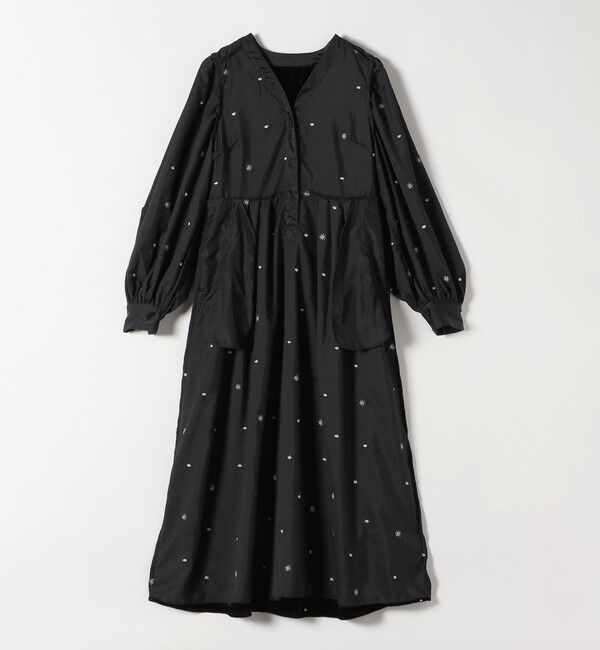 SHIPS any「SHIPS any:〈手洗い可能〉ポリエステル ベロア 刺繍 タック フレア ワンピース」|ワンピース|