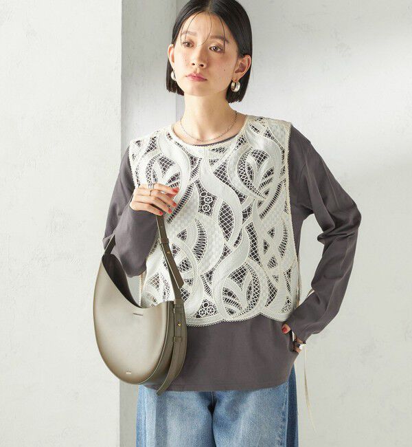 SHIPS for women「《予約》〈手洗い可能〉刺繍 スカラップ レース ノースリーブ プルオーバー」|ベスト・ジレ|