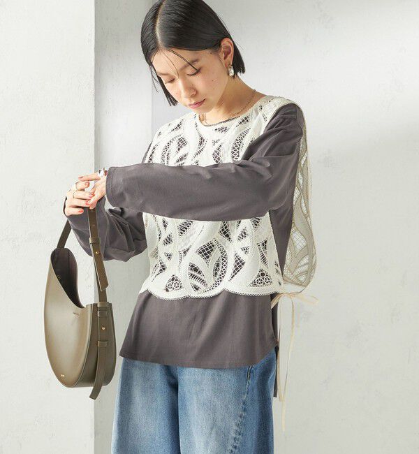 SHIPS for women「《予約》〈手洗い可能〉刺繍 スカラップ レース ノースリーブ プルオーバー」|ベスト・ジレ|