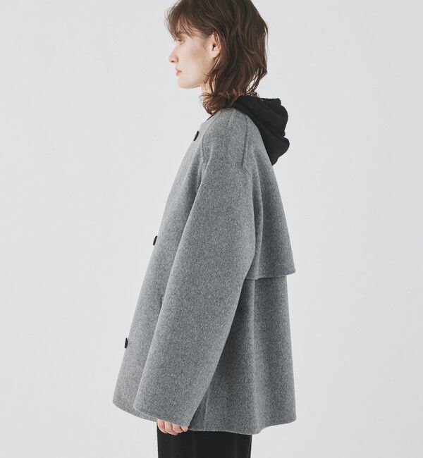 GALERIE VIE「ウールダブルフェイス カラーレス ショートトレンチコート」|ノーカラーコート|