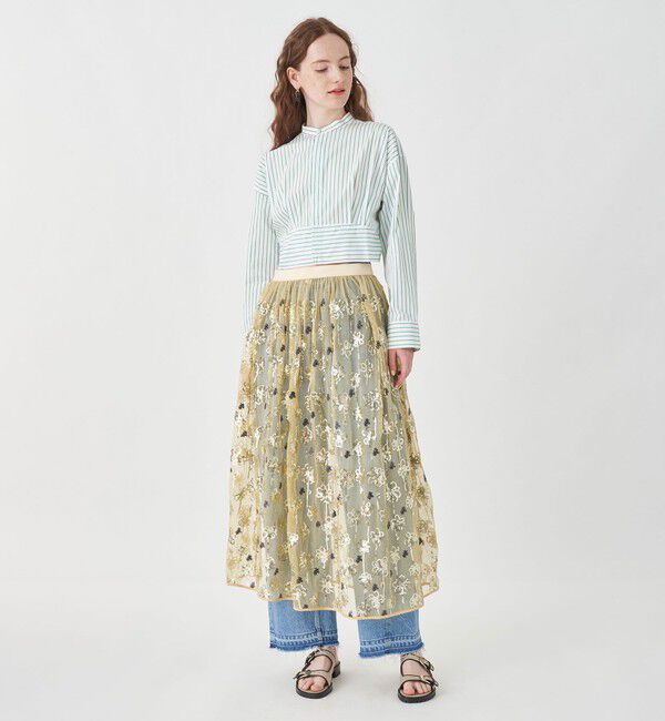 MACPHEE「メッシュスパンコール ラップスカート」|スカート|